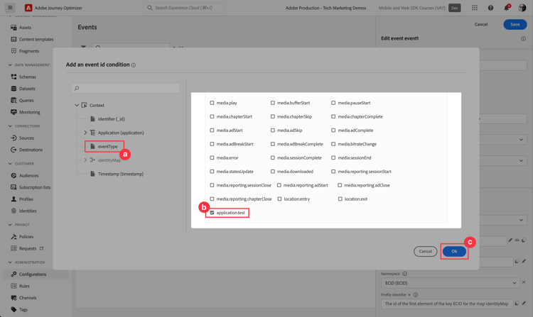 Edit event condition