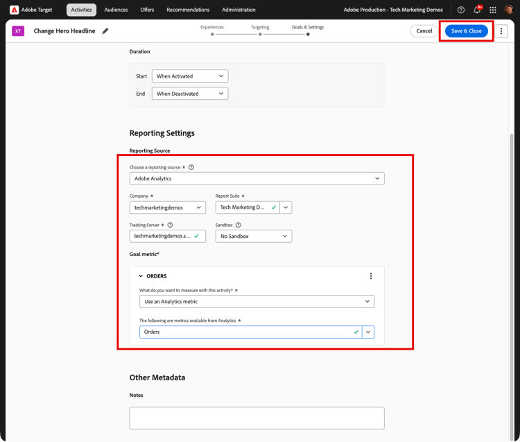 Target VEC reporting source