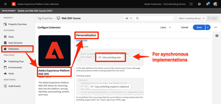 Target pre-hiding snippet for asynchronous implementations