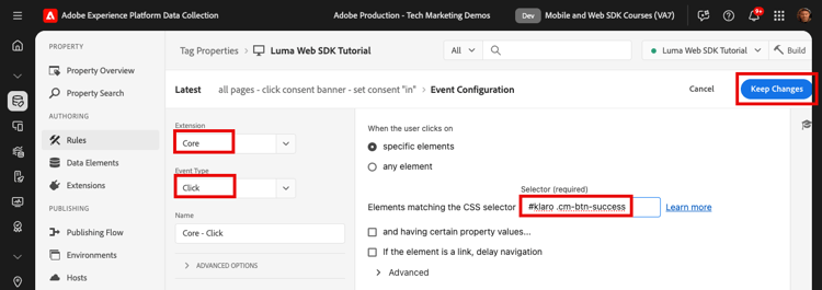 Rule Condition user clicks "That's ok"