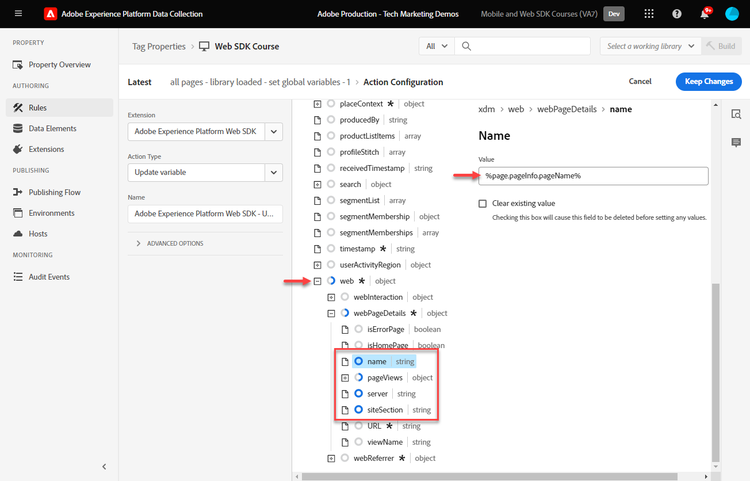 Update variable content