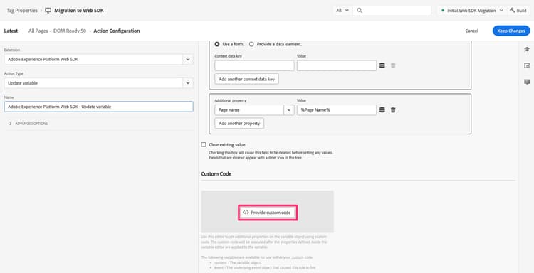 open the sdk custom code window
