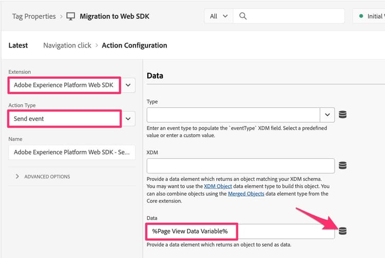 Configure the send event