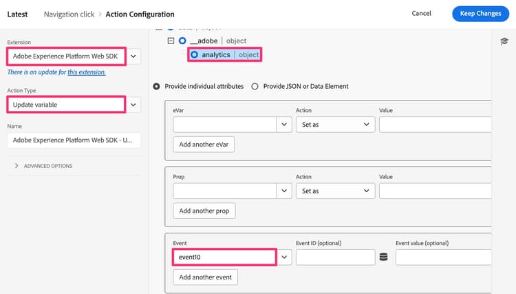 Set variables to migrate