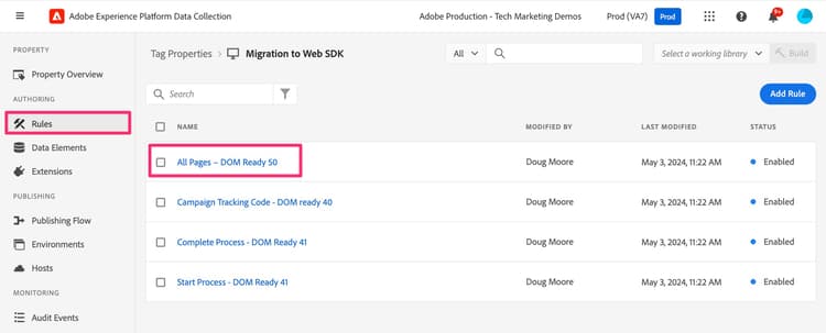 Default page load rule
