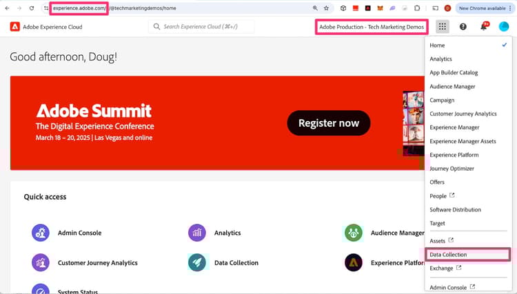 Navigate to data collection