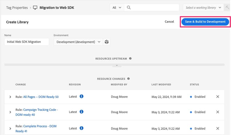 Save and build to dev