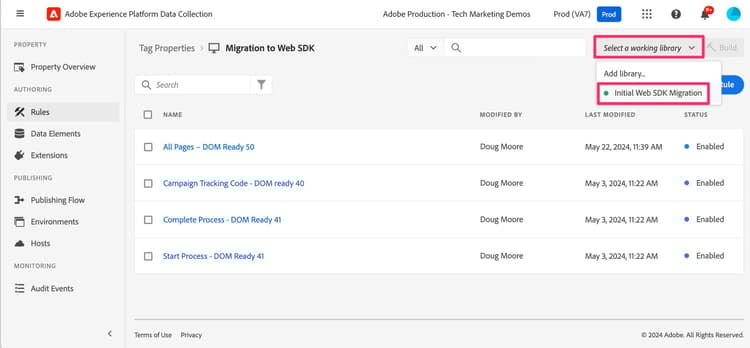 Select working library