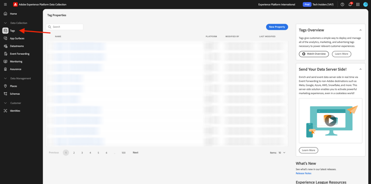 Properties page
