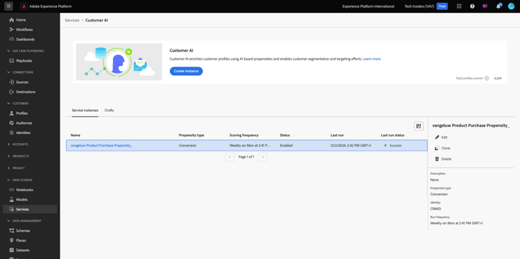 Instance setup summary