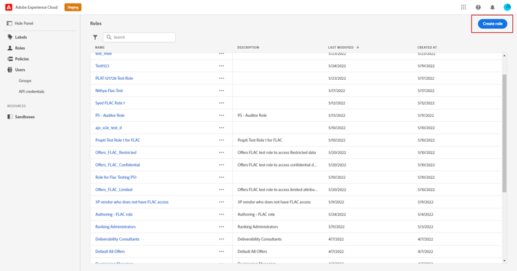 Create a new role in the Permissions product