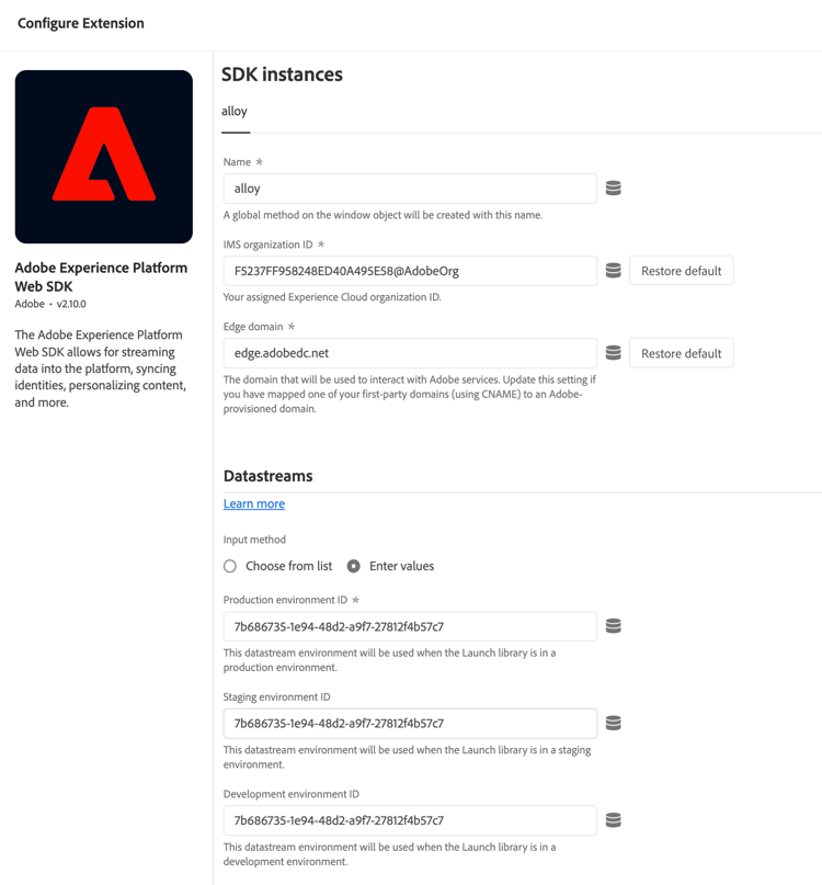 Configure Extension