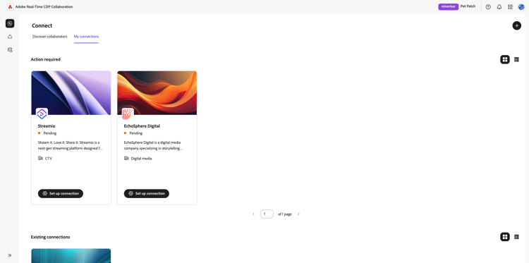 Action required view in the My connections screen