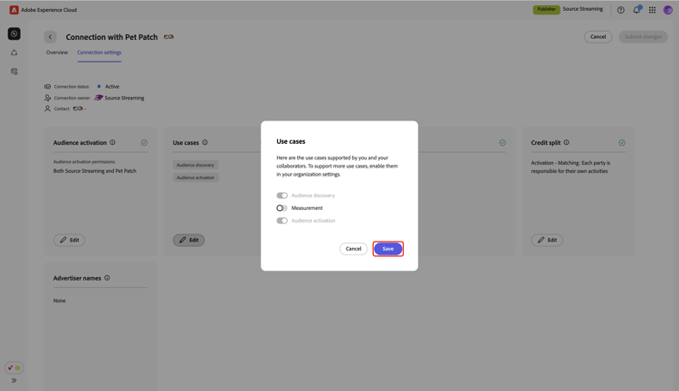 The Use cases dialog displaying the Save option highlighted.