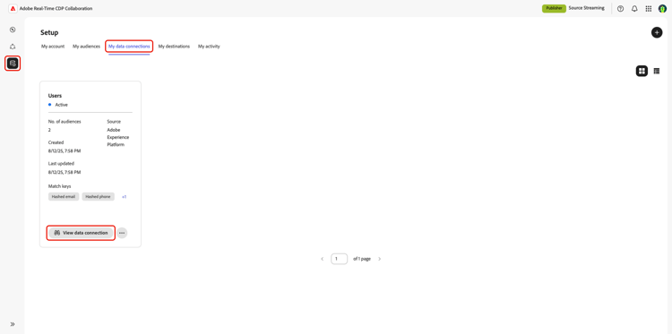 Setup workspace with My data connections tab view displayed and highlighted.