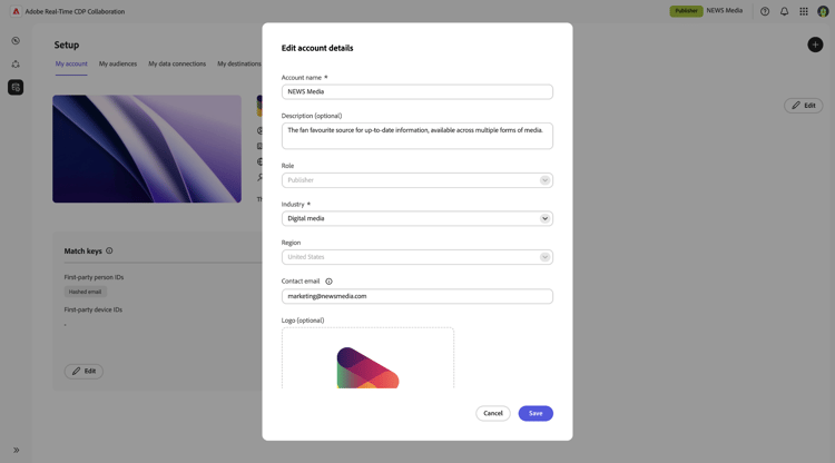 The Edit account details dialog.