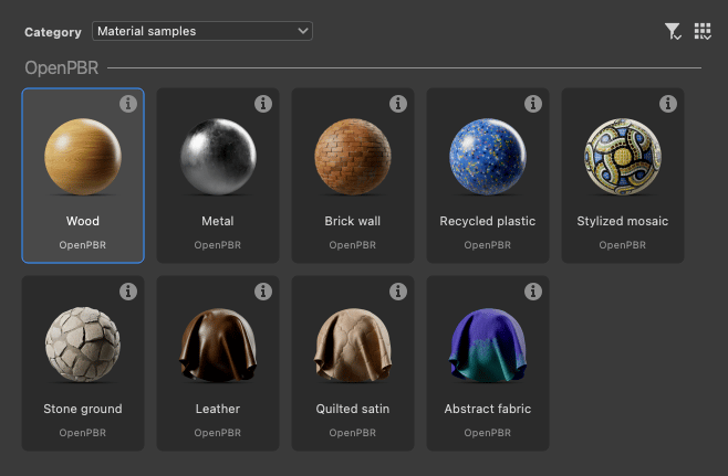 OpenPBR material samples