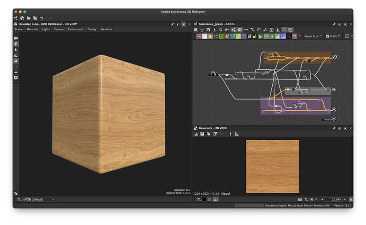 wood sample in substance designer