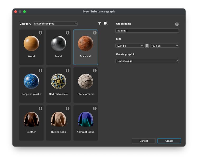 New graph creation window for samples