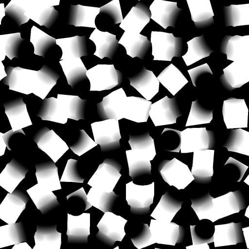 SDF metalness of Shape splatter v2 node.