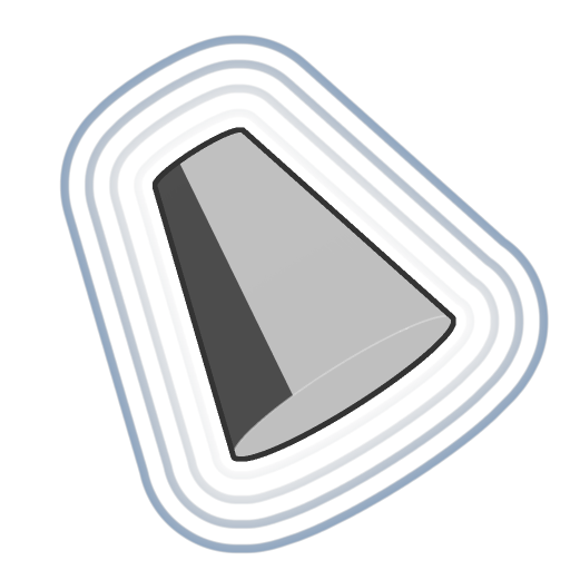 Capped cone 2 points icon