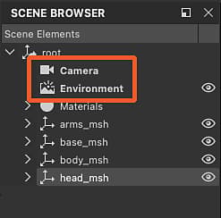 Scene browser - Elements created by Designer