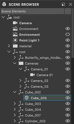 Scene browser - Scene tree