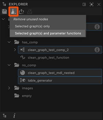 Remove unused nodes drop down menu