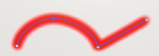 Screenshot of a path with both a smooth and linear path