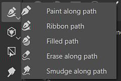 Screenshot of the tool's toolbar showing the different path tool modes