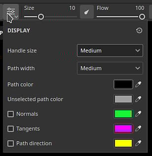Screenshot of the path display settings panel