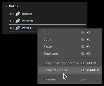 Path panel right click menu