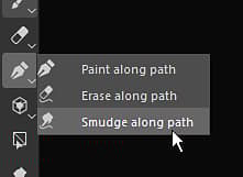 Screenshot of the toolbar itnerface showing the 3 types of path tools.