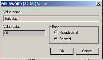 'TdrDelay' DWORD value in Windows Registry Editor