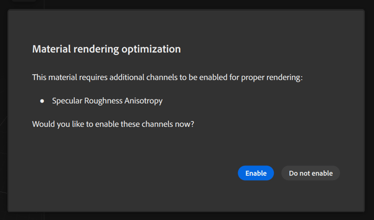channel activation popup when a material is added to the layer stack
