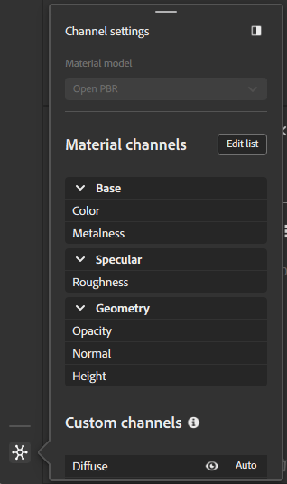 The channel settings panel.