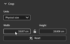 potentiel crops of the region of inerest, between physical size and pizel size