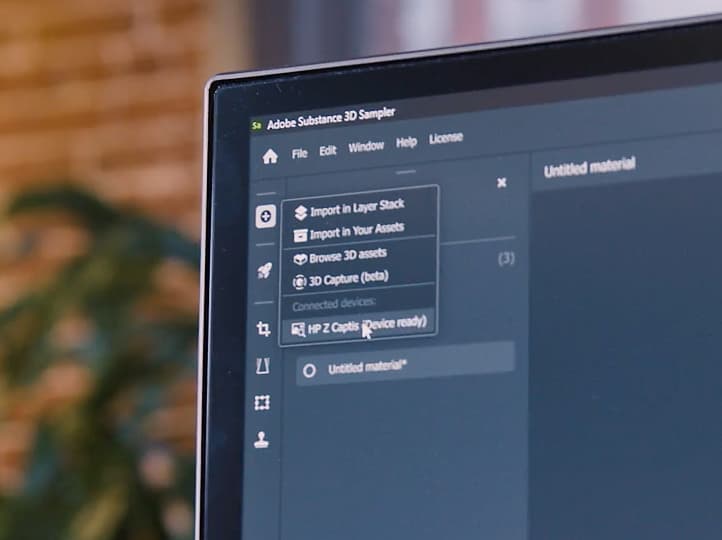 click on the "plus" icon and on HP Z Captis in Sampler to launch the device