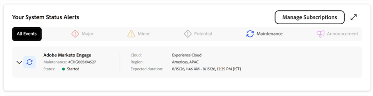 Your System Status Alerts section