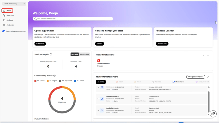 Home page for new EXL UI