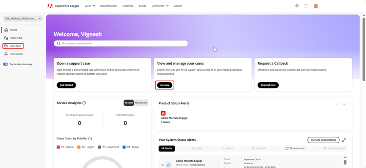 View and manage your cases entry points