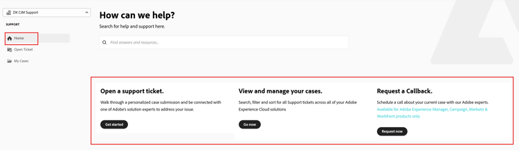 Experience league home menu