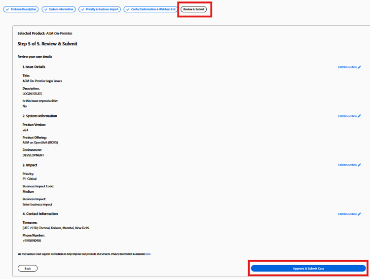 Experience league review and submit