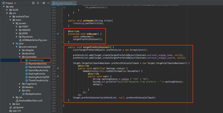 HomeActivity Prefetch Code