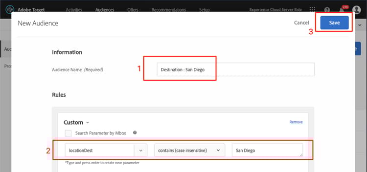 Create "San Diego" Audience