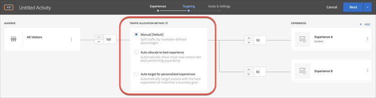 Traffic Allocation Method settings