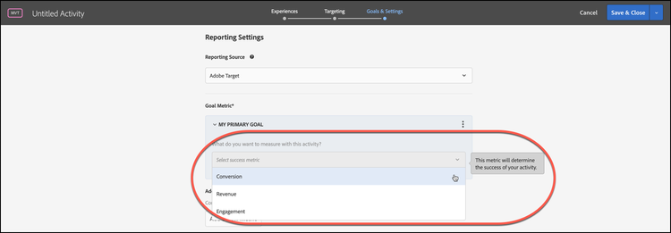 Set Metrics list