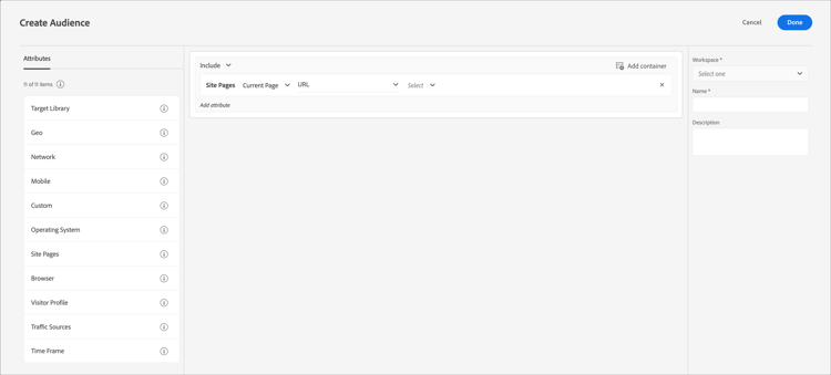 Site Pages > Current Page > URL