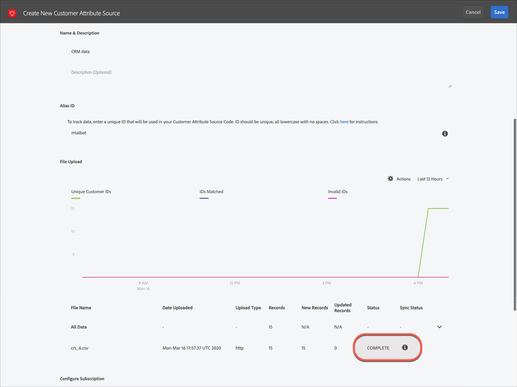 Upload schema