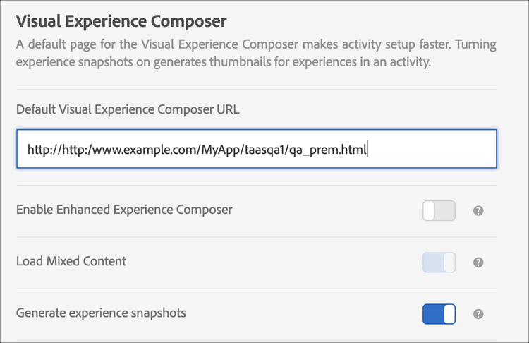 Default VEC URL settings